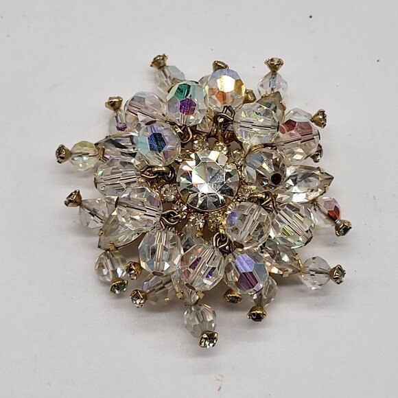 VTG  JULIANA D & E SPARKLING DANGLING FESTIVE RHINESTONES BROOCH PIN FAIRYCORE - Picture 2 of 9